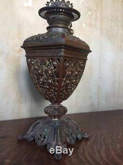 1880s bronze oil lamp Thos. Messenger Birmingham England Victorian Duplex fitter