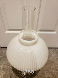 1905 RAYO Socony Victorian Nickel GWTW Kerosene Oil Table Lamp Milk Glass Shade