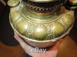 19th Century Victorian Gwtw Princess Brass Oil Lamp Handpainted Parlor Banquet