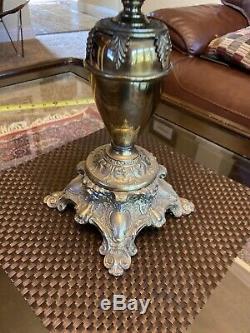 19th c. Bradley & Hubbard Banquet Brass Lamp Oil Kerosene B & H Antique