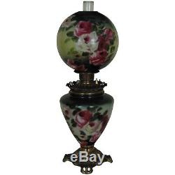 19th c Victorian Banquet Lamp Oil Kerosene GWTW Gone with the Wind Antique ROSES