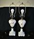 2 Antique Boston Sandwich Oil Lamps Converted To Electric White Cut To Clear