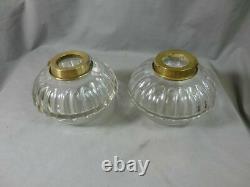 2 Antique Victorian Cut Glass Hinks Oil Lamp Founts Smaller Size