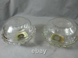 2 Antique Victorian Cut Glass Hinks Oil Lamp Founts Smaller Size