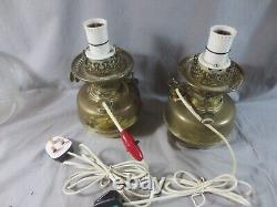 2 Hinks Brass Oil Lamp burners converted to electric use. Damaged and wired up