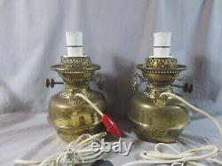 2 Hinks Brass Oil Lamp burners converted to electric use. Damaged and wired up