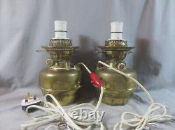 2 Hinks Brass Oil Lamp burners converted to electric use. Damaged and wired up