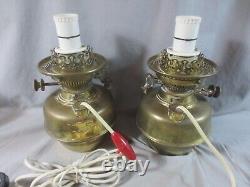 2 Hinks Brass Oil Lamp burners converted to electric use. Damaged and wired up