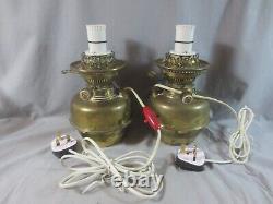 2 Hinks Brass Oil Lamp burners converted to electric use. Damaged and wired up