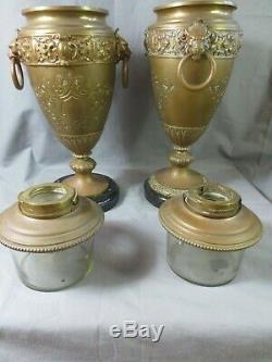 2 Old Duplex Oil Lamp Bases Williams And Bach For Restoration