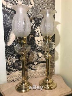 2 RARE Antique Victorian Oil Kerosine Lamps