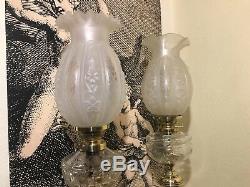 2 RARE Antique Victorian Oil Kerosine Lamps