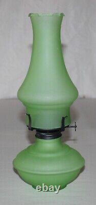 2 Vintage Westmoreland Glass Oil Lamps 12-1/4 Tall /Green & Black New Old Stock