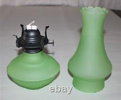 2 Vintage Westmoreland Glass Oil Lamps 12-1/4 Tall /Green & Black New Old Stock