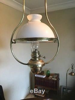 2 X Vintage Victorian Hanging Brass Oil Lamp