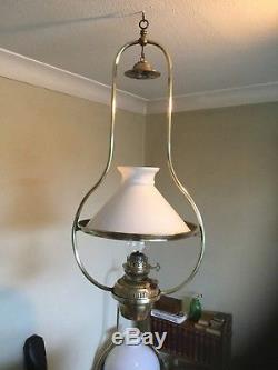 2 X Vintage Victorian Hanging Brass Oil Lamp