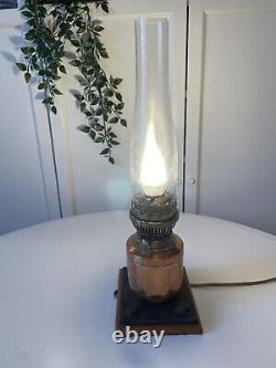 2 x Vintage Copper Sherwood Electrified Oil Lamps Pair Victorian Vibe Birmingham