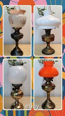 4 Vintage Oil And Paraffin Lamps. All Good Condition