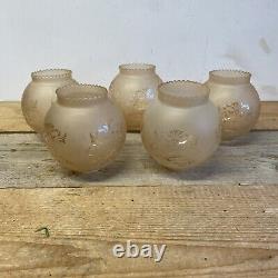 5x Victorian Frosted Glass Lampshade Oil Kerosene Paraffin Lamp Chandelier