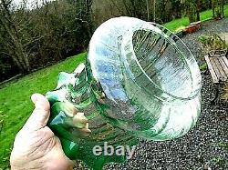 A Beautiful Emerald Green Floral Decorative Victorian Glass Oil Lamp