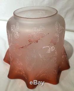 A Beautiful Victorian Cranbury To Clear Glass Oil Lamp Shade