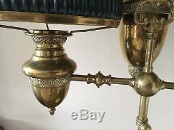 A Brass twin branch table oil lamp