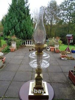 A Fine Quality Victorian Clear Cut Glass Twin Duplex Oil Lamp