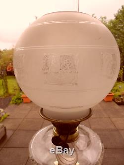 A Fine Quality Victorian Crystal Clear Star Cut Duplex Table Oil Lamp