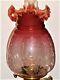 A Large Victorian Cranberry Oil Lamp Glass Shade