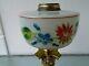 A Lovely Floral Hand Painted Victorian Twin Duplex Oil Lamp Font