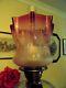 A Lovely Victorian Ruby/clear Etch Twin Duplex Oil Lamp Shade