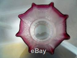 A Lovely Victorian Ruby/clear Etch Twin Duplex Oil Lamp Shade