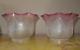 A Pair Of Rare 4 Inch St Louis Tulip Glass Oil Lamp Shade Cranberry Frill