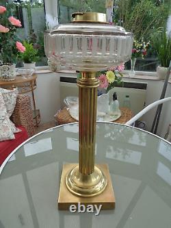 A Quality 15.1/2 Tall Hink Victorian Brass Column With Cut Glass Font