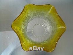 A Quality Victorian Floral Etched Yellow Glass Oil/gas Lamp Shade