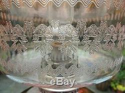 A Quality Victorian Orange/amber Engraved Glass Oil/gas Lamp Shade