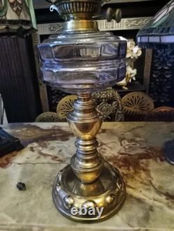 A Rare Large Victorian brass oil lamp and chimney Etc Circa 1890-1900