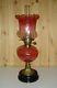 A Stunning Victorian Cranberry Oil Lamp