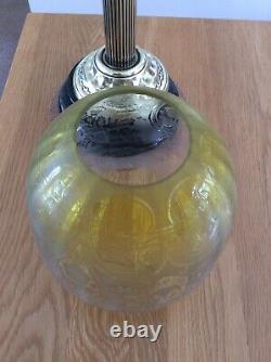 A Stunning Victorian Vaseline Glass Oil Lamp