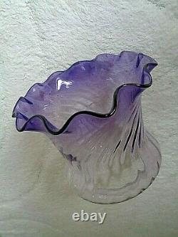 A Superb British Hand Blown Victorian Style Amethyst/clear Oil Lamp Shade