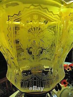 A Superb Etch Primrose Victorian Twin Duplex Oil Lamp Shade