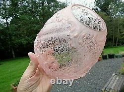 A Superb Large 29.1/4 Tall Victorian Period Rare Rose Pink Glass Oil Lamp