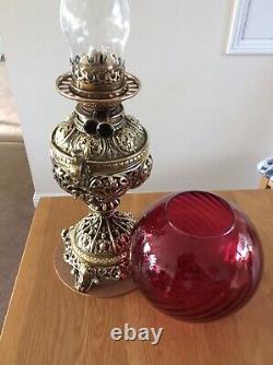 A Victorian Brass Vase Lamp