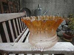 A Victorian, amber glass Oil Lamp Shade. Duplex 4 fitter