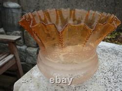 A Victorian, amber glass Oil Lamp Shade. Duplex 4 fitter