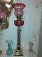 A beautiful victorian cranberry peacocks eye lamp mint condition a1 no damage