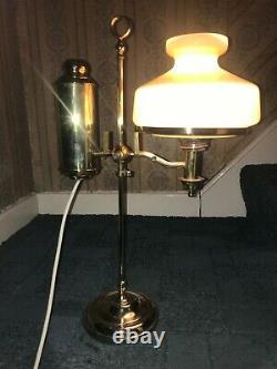 A lovely rare antique Victorian brass Manhattan student oil lamp