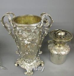 Amazing Night & Day Antique Silverplated Duplex Oil Lamp