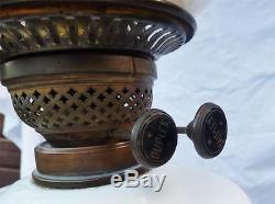 ANTIQUE 19TH CENTURY OIL LAMP BOHEMIAN OVERLAY CRANBERRY CUT GLASS 39 1/2 100cm