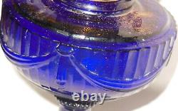 ANTIQUE ALADDIN COBALT BLUE LINCOLN DRAPE OIL LAMP w ORIGINAL MODEL B BURNER